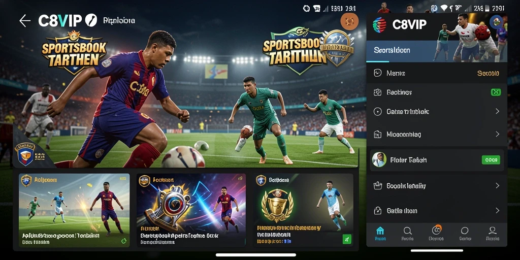 Tampilan antarmuka C8VIP yang menarik dan interaktif untuk taruhan sportsbook.