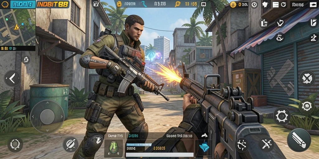 Gameplay seru INDOBIT88 dengan aksi tembak-menembak yang cepat.