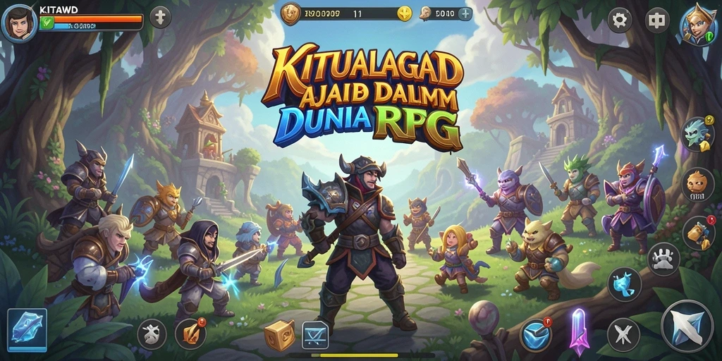 Screenshot gameplay KITAWD yang menunjukkan pertarungan epic dalam RPG.