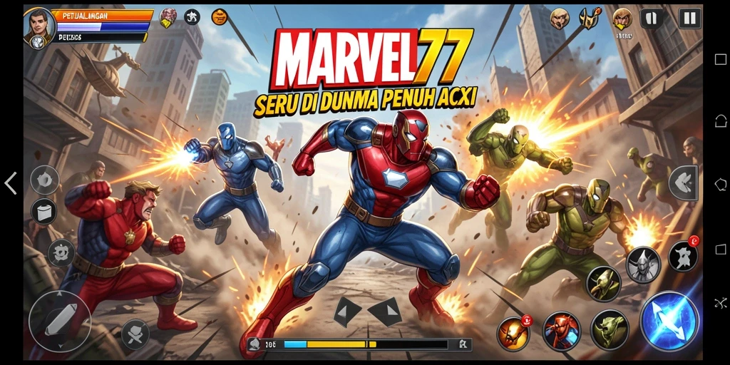 Screenshot gameplay MARVEL77 dengan karakter beraksi dalam petualangan seru.