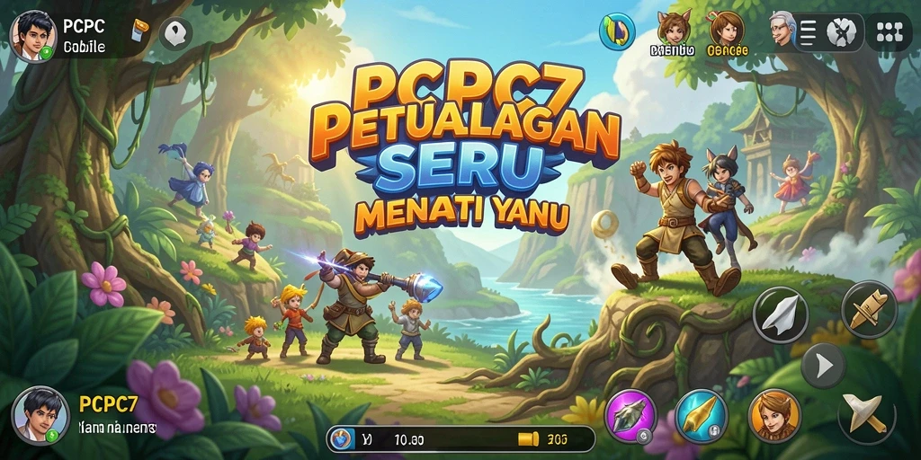 Screenshot gameplay PCPC7 menampilkan eksplorasi dunia petualangan yang menakjubkan.