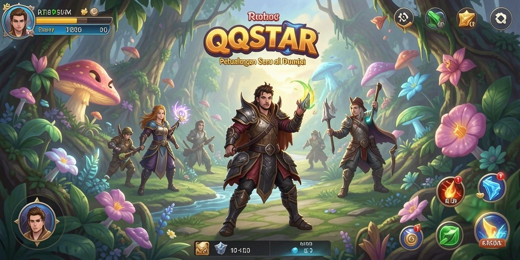 Tampilan gameplay QQSTAR yang menampilkan petualangan seru.