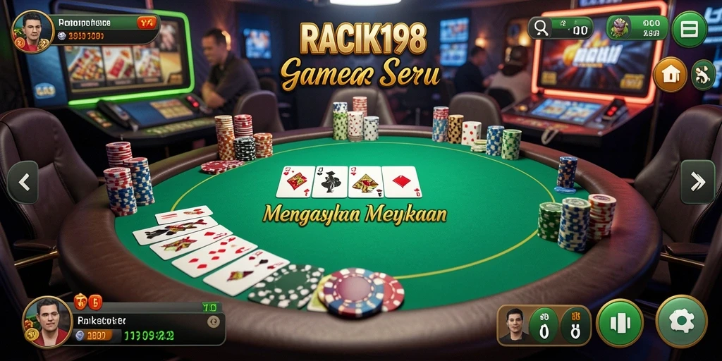 Tampilan menarik dari gameplay Poker yang seru di RACIK198.