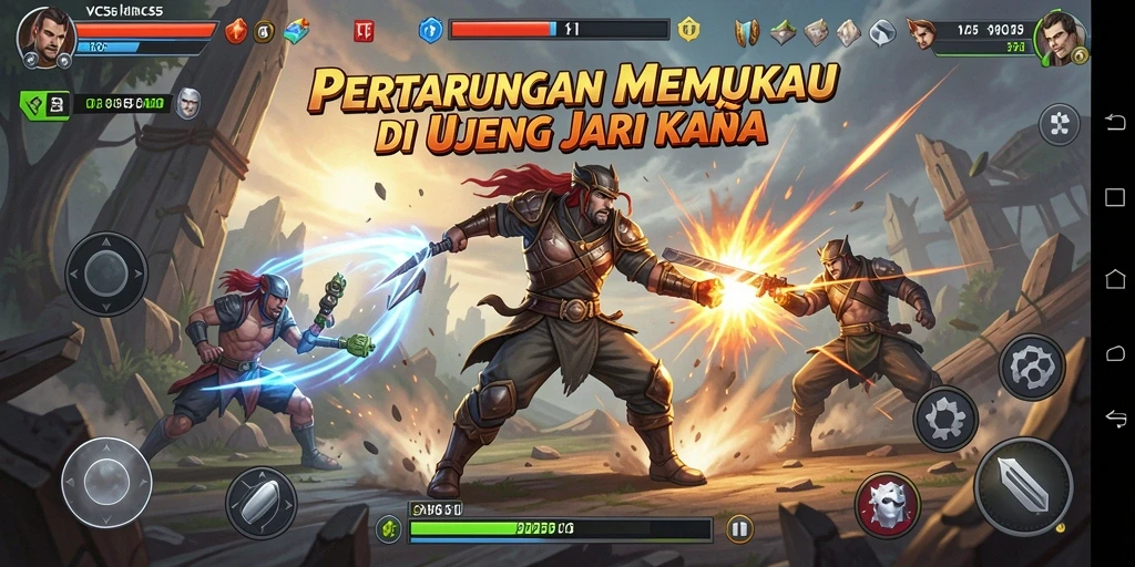 Tampilan gameplay VC55 dengan karakter bertarung di arena.
